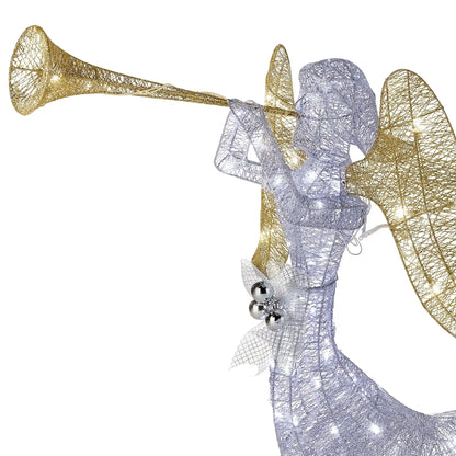 48 in. Silver Angel Decor with White LED Lights, Plug-In