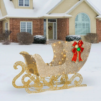 38 in. Santas Sleigh with LED Lights, Plug-In