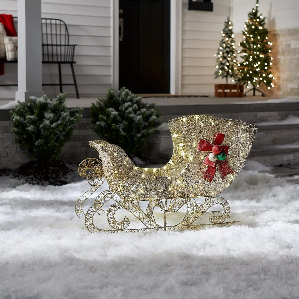 38 in. Santas Sleigh with LED Lights, Plug-In