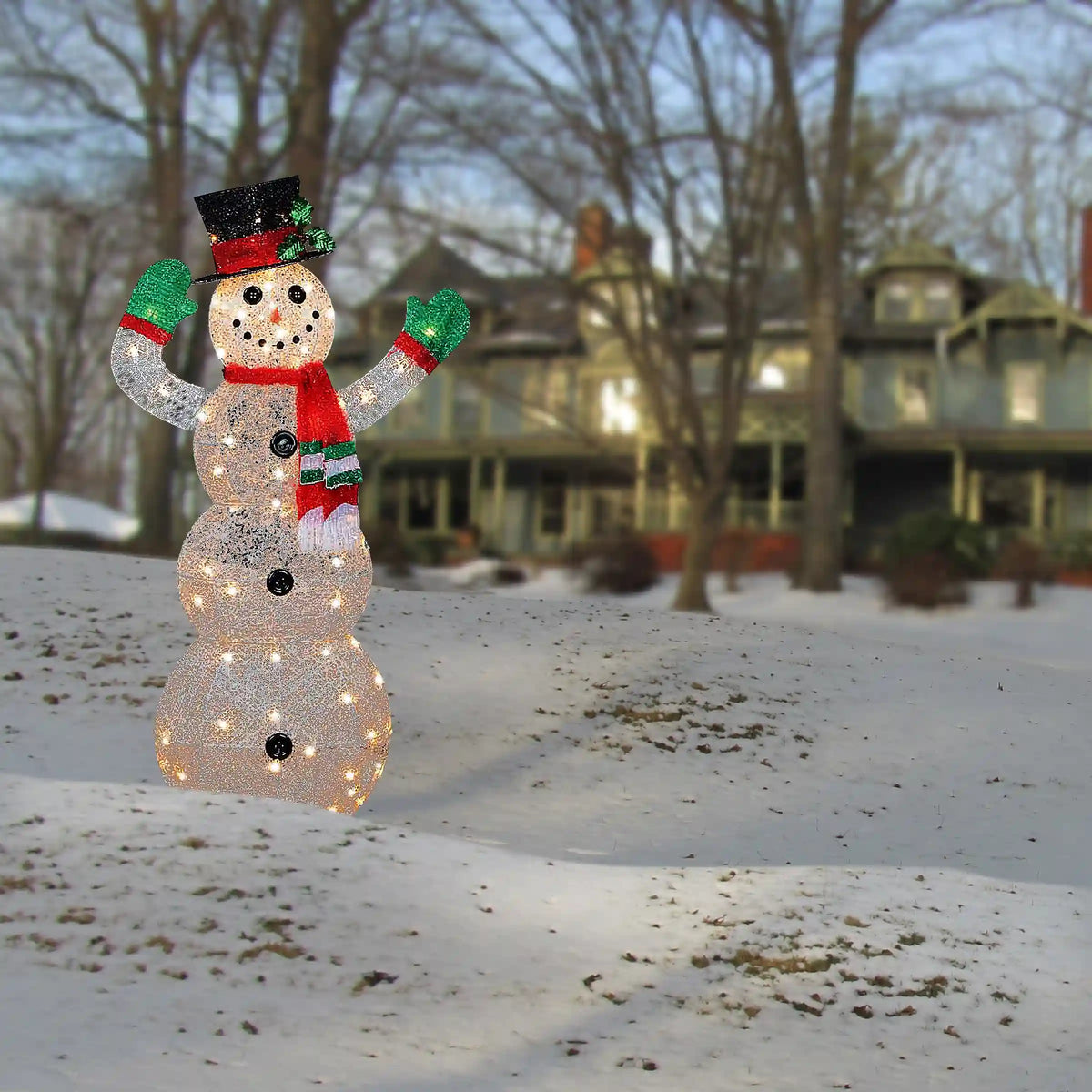 48 in. Snowman Decoration with Clear Lights, Plug-In