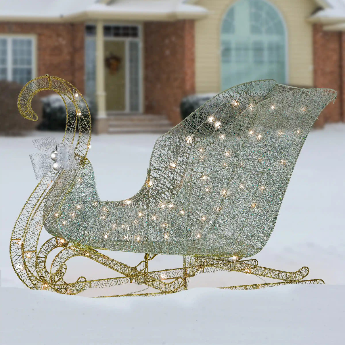 48 in. Santas Sleigh with Cool White LED Lights, Plug-In