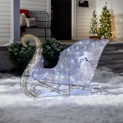 48 in. Santas Sleigh with Cool White LED Lights, Plug-In