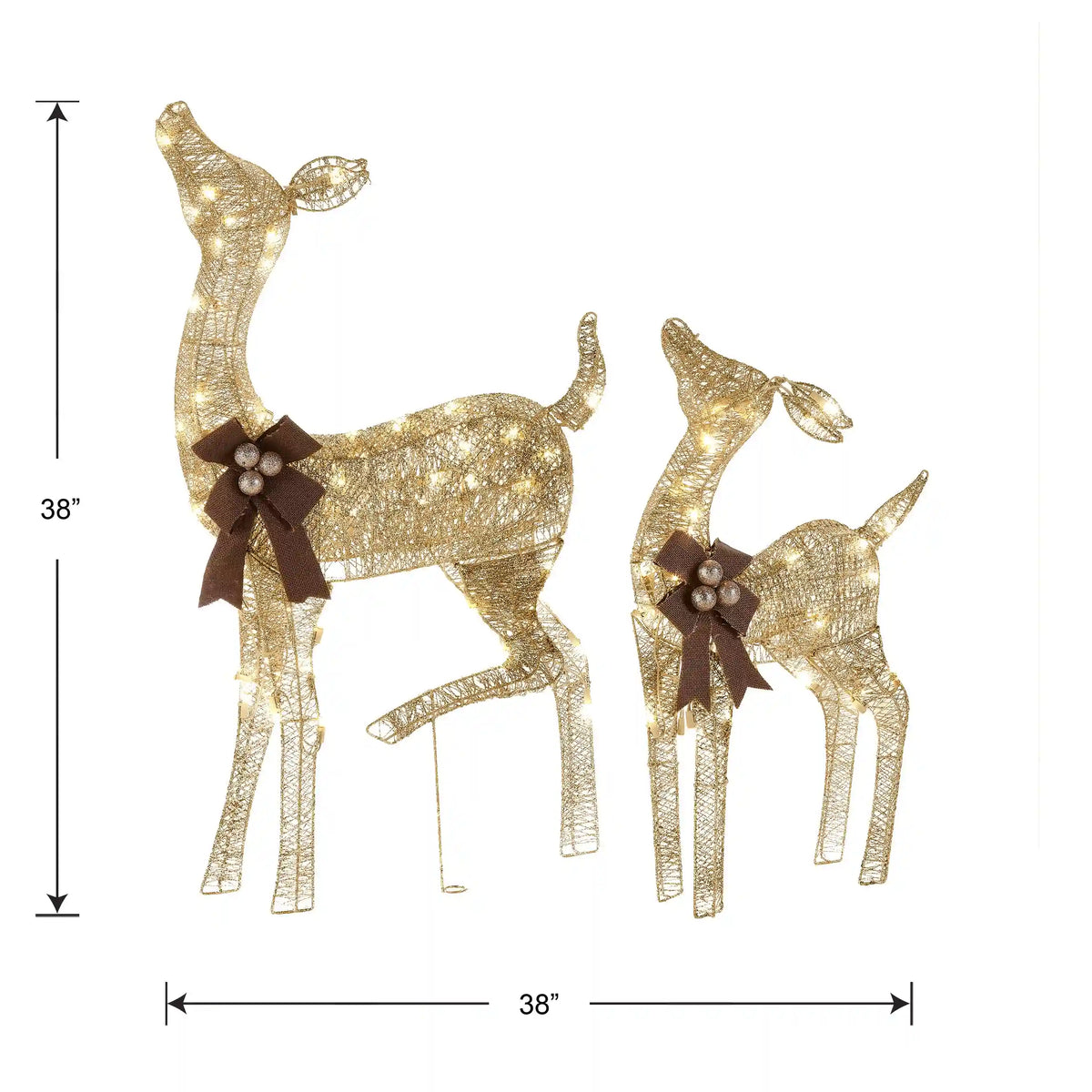 38 in. and 28 in. Pre-Lit Fawn with Doe Decoration, Plug-In