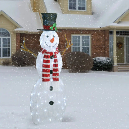 48 in. Pre-Lit Snowflake Fabric Snowman with LED Lights