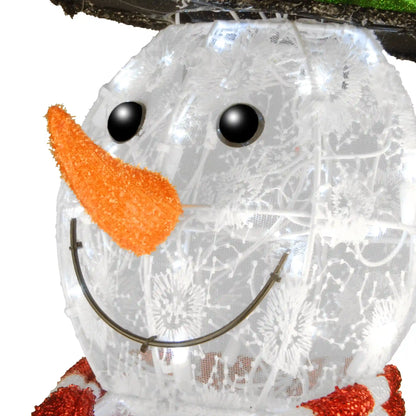 48 in. Pre-Lit Snowflake Fabric Snowman with LED Lights