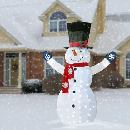 72 in. Snowman Decoration with White LED Lights, Plug-In