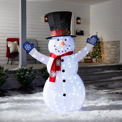 72 in. Snowman Decoration with White LED Lights, Plug-In