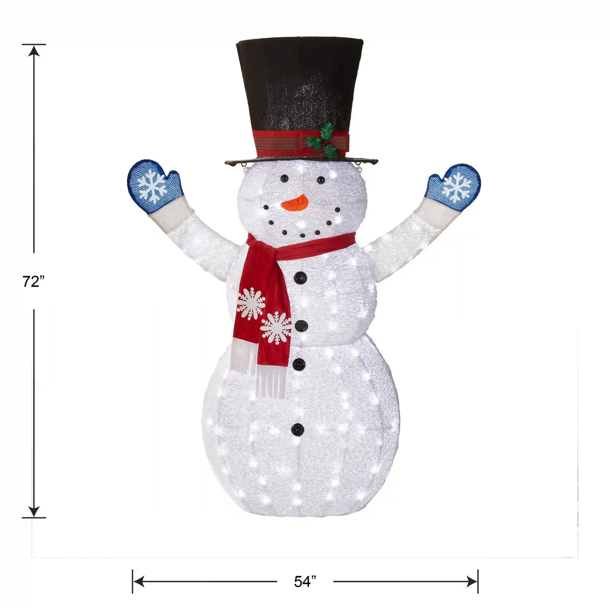 72 in. Snowman Decoration with White LED Lights, Plug-In