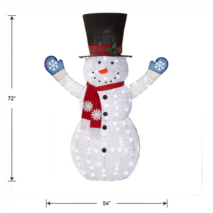 72 in. Snowman Decoration with White LED Lights, Plug-In