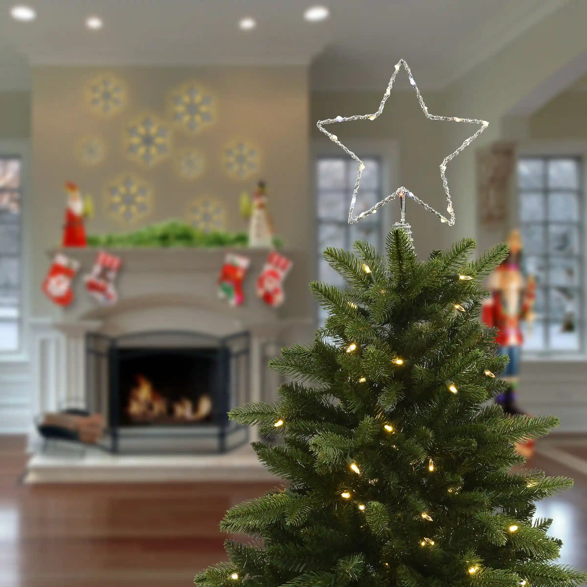 13.5 in. Open Star Tree Top for Artificial Trees with Dual Color Lights, Plug-In