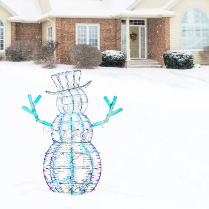 48 in. Pre Lit Iridescent Snowman Decoration, Cool White LED Lights, Plug-In