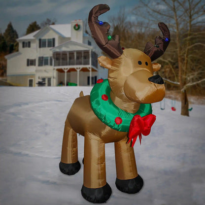 8 ft. Inflatable Reindeer with LED Lights, Plug-In