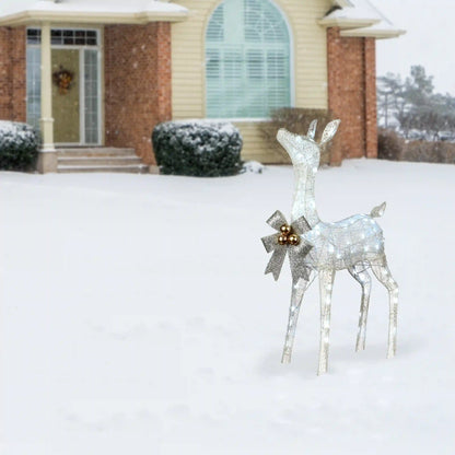 36 in. Pre-Lit Glittered Fawn, Plug-In