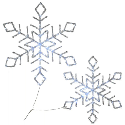 24 in. Pre Lit Diamond Tip Snowflake Decorationvwith Cool White LED Lights, Plug-In