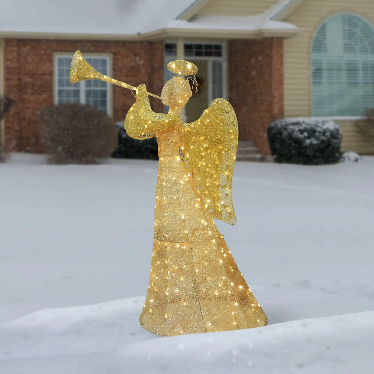 60 in. Champagne Angel Decoration with LED Lights, Plug-In