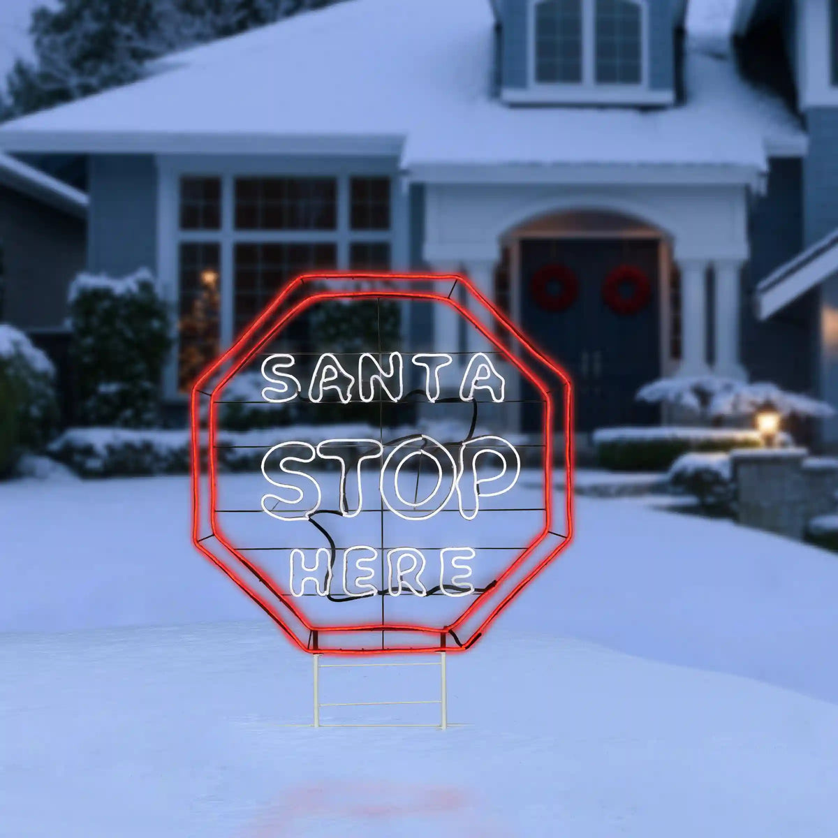 44 in. LED Light Strip “Santa Stop Here in. Sign, Plug-In