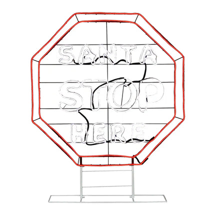 44 in. LED Light Strip “Santa Stop Here in. Sign, Plug-In