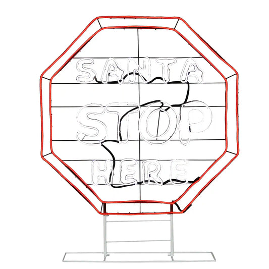 44 in. LED Light Strip “Santa Stop Here in. Sign, Plug-In