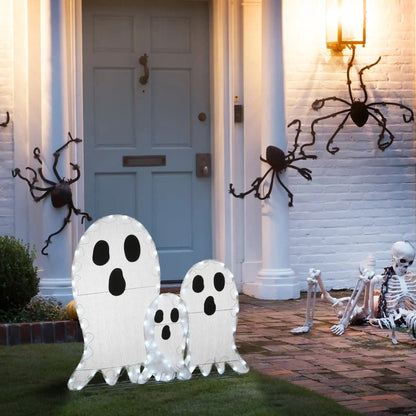 36 in. Halloween Pre-Lit Ghost Trio Outdoor Decoration with LED Lights, Plug-In