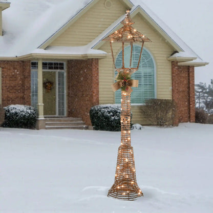 60 in. Champagne Vine Lamppost Decoration with Clear Lights, Plug-In