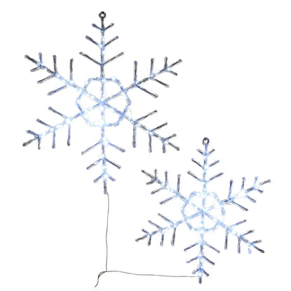24 in. Pre Lit Hexagonal Snowflake Decoration, Cool White LED Lights, Plug-In