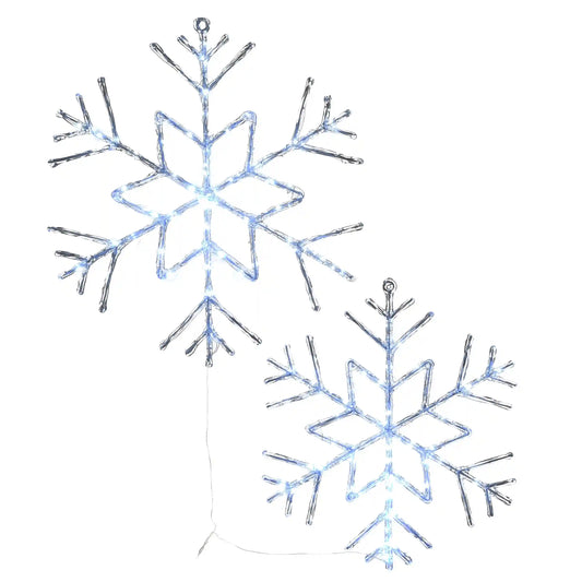 24 in. Pre Lit Six Point Star Snowflake Decoration with Cool White LED Lights, Plug-In