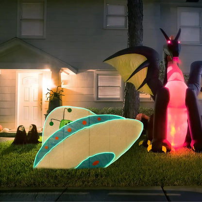 35 in. Halloween Pre-Lit Alien Spaceship Outdoor Lawn Decoration with LED Lights, Plug-In