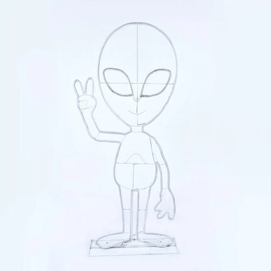 40 in. 2D Alien with Neon Green and Orange LED Lights, Plug-In
