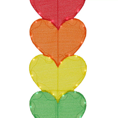 63 in. Valentine's Stacked Rainbow Hearts Decoration with LED Lights