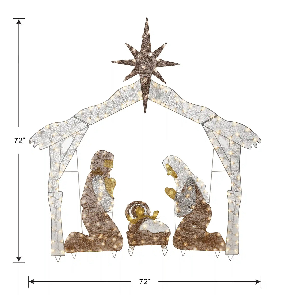 72 in. Nativity Scene with White LED Lights, Plug-In