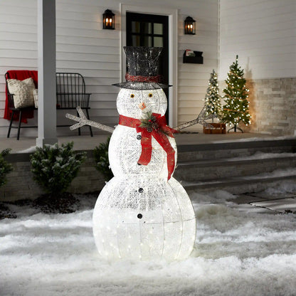 60 in. Snowman Decoration with Warm White LED Lights, Plug-In