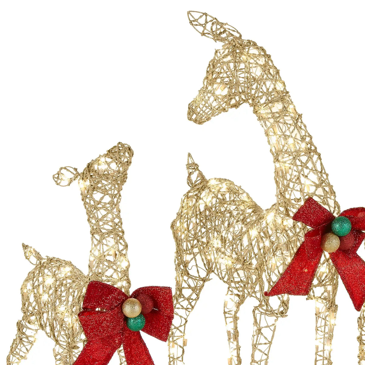 60 in., 52 in. and 36 in. Champagne Glitter Deer Family with 370 Warm White LED Lights, Plug-In