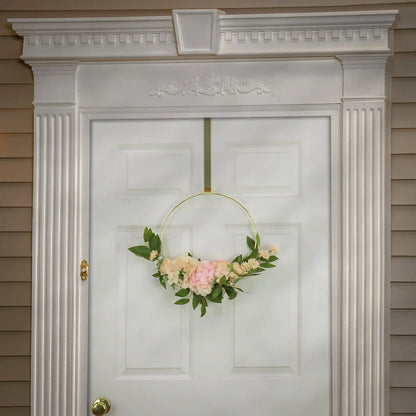 18 in. Spring Hoop Wreath with Peony, Rose and Pom Pom