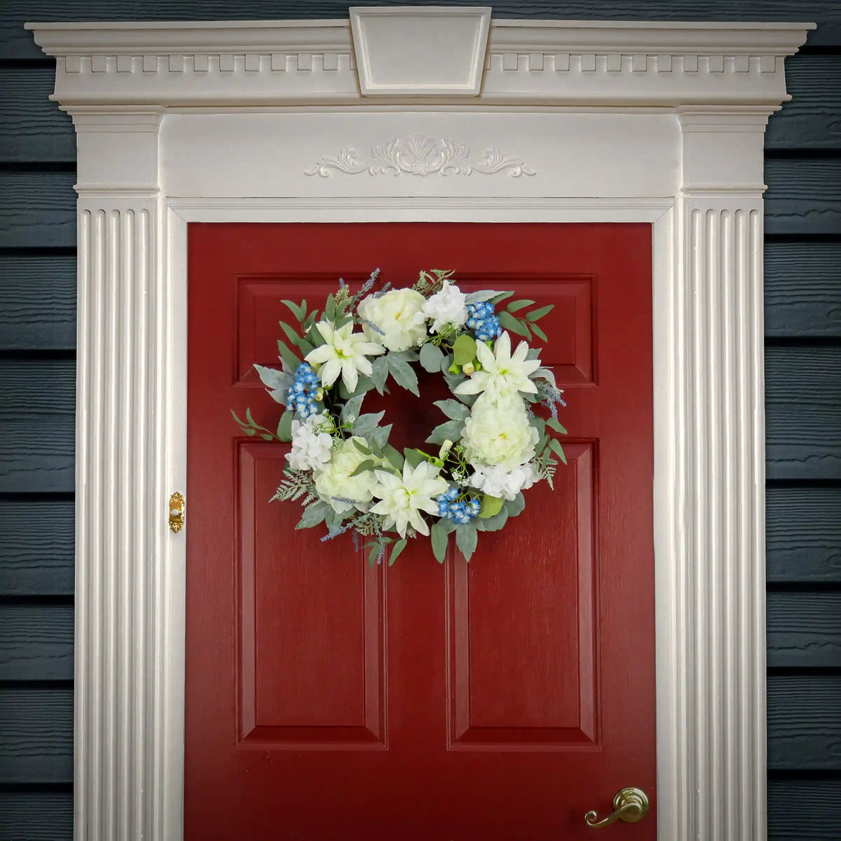 24 in. Spring Wreath with Dahlia, Peony, and Hydrangea Blooms