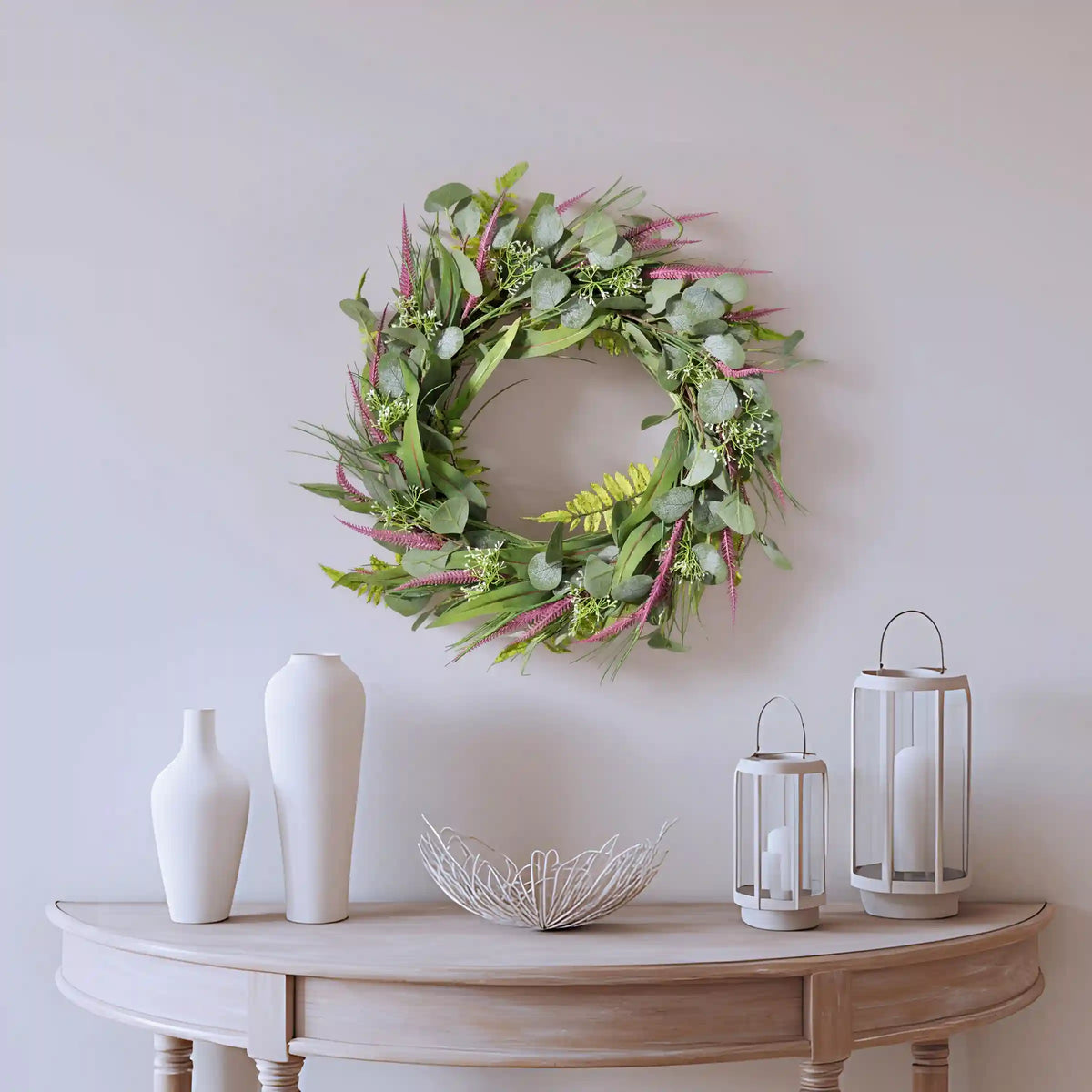 22 in. Spring Wreath with Lavender and Eucalyptus Leaves
