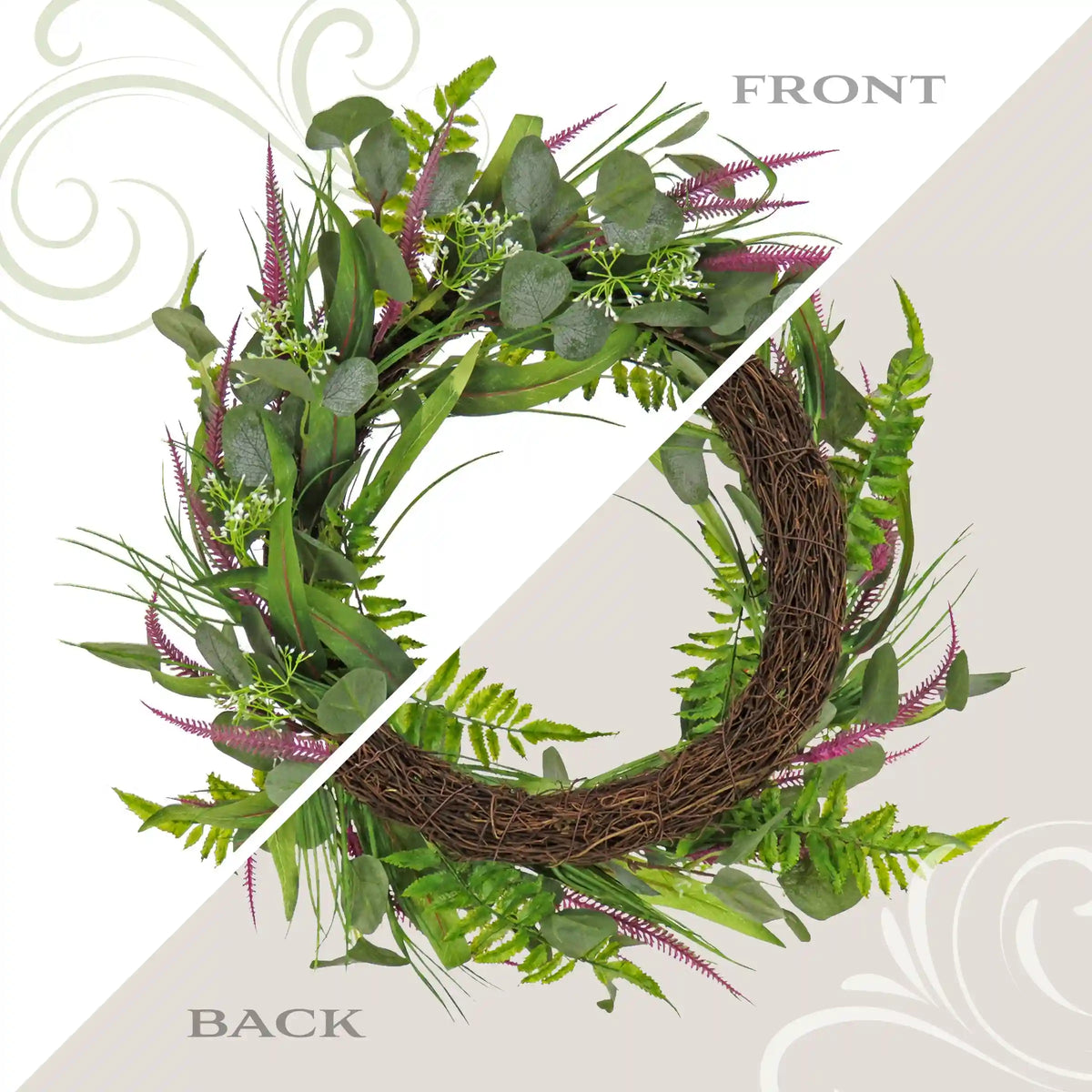 22 in. Spring Wreath with Lavender and Eucalyptus Leaves