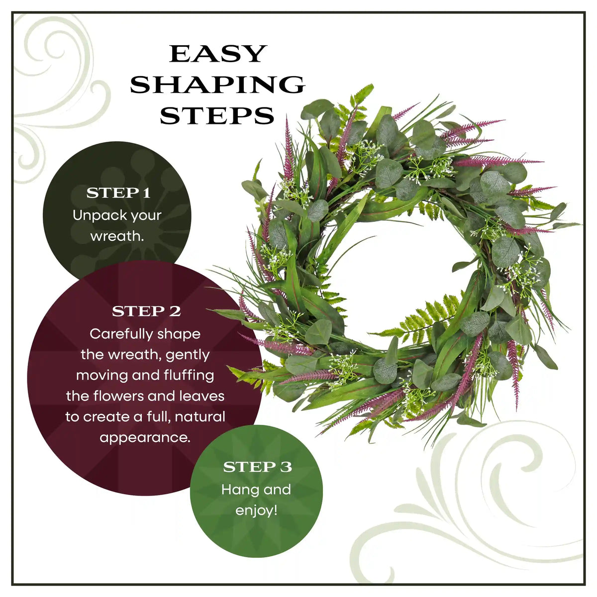 22 in. Spring Wreath with Lavender and Eucalyptus Leaves