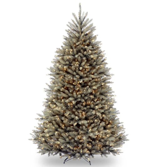 7.5 ft. Pre-Lit Dunhill Fir Snowy Blue Tree with Clear Lights, Plug-In