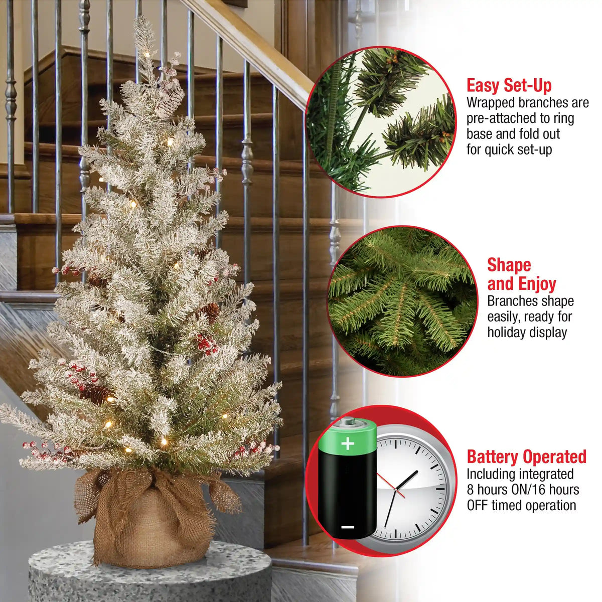 3 ft. Pre-Lit Dunhill Fir Tree with Warm White LED Lights