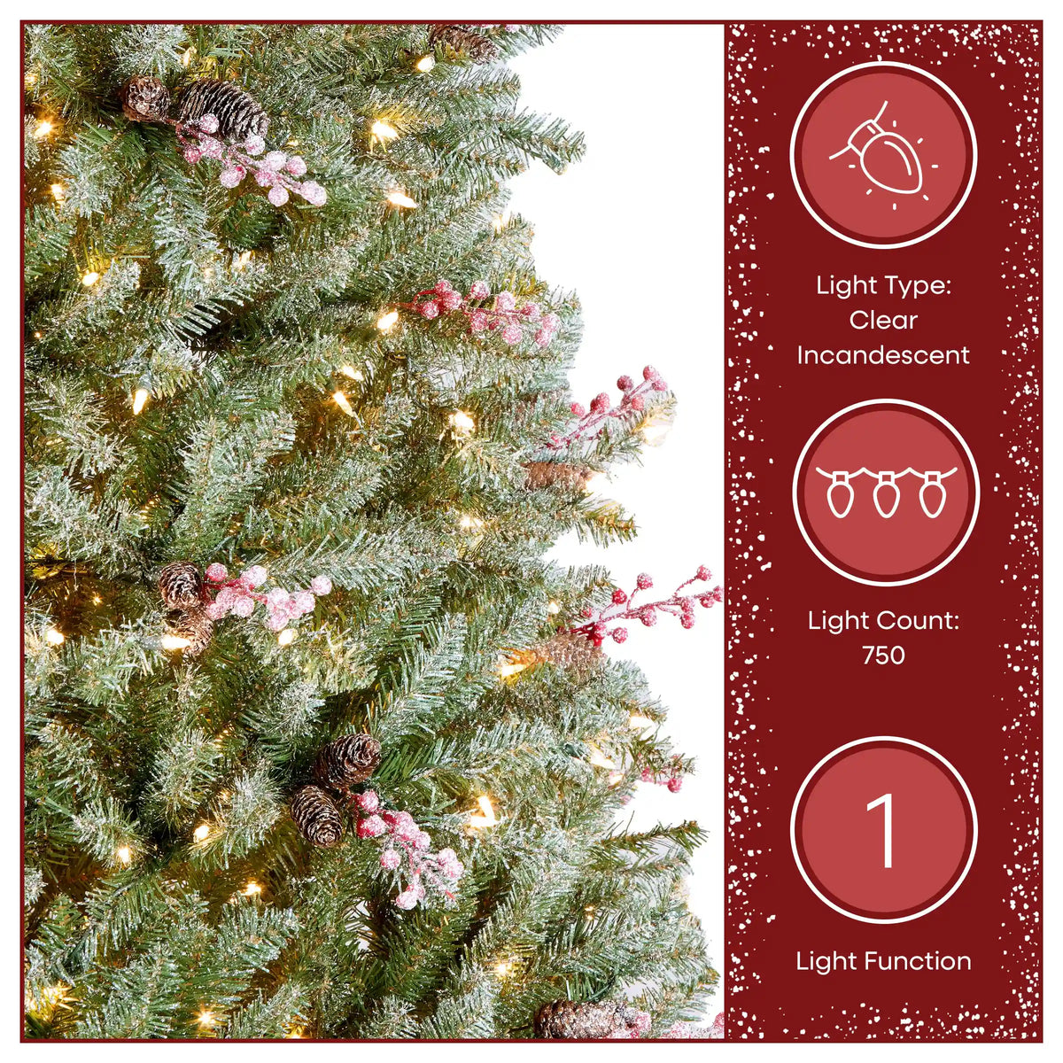 7.5 ft. Pre-Lit Dunhill Fir Flocked Tree with 750 Clear Lights