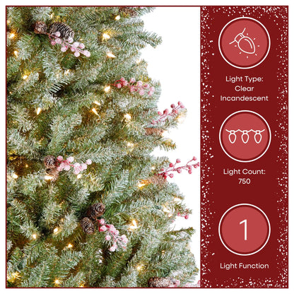 7.5 ft. Pre-Lit Dunhill Fir Flocked Tree with 750 Clear Lights