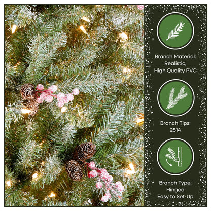 7.5 ft. Pre-Lit Dunhill Fir Flocked Tree with 750 Clear Lights