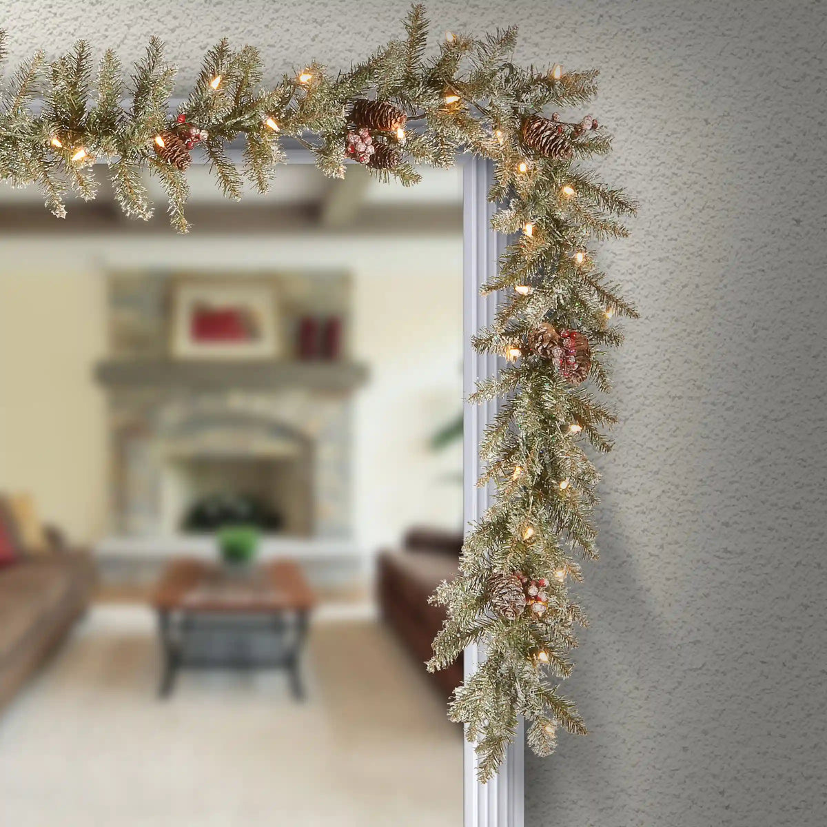 9 ft. Pre-Lit Dunhill Fir Garland with Clear Lights, Plug-In