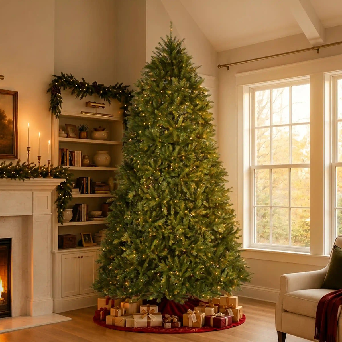 10 ft. Pre-Lit Dunhill Fir Hinged Tree with Clear Lights, Plug-In