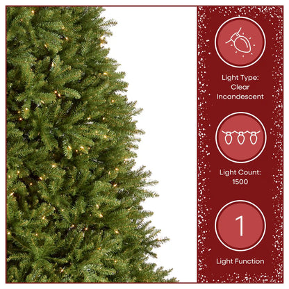 12 ft. Pre-Lit Dunhill Fir Hinged Tree with Clear Lights, Plug-In