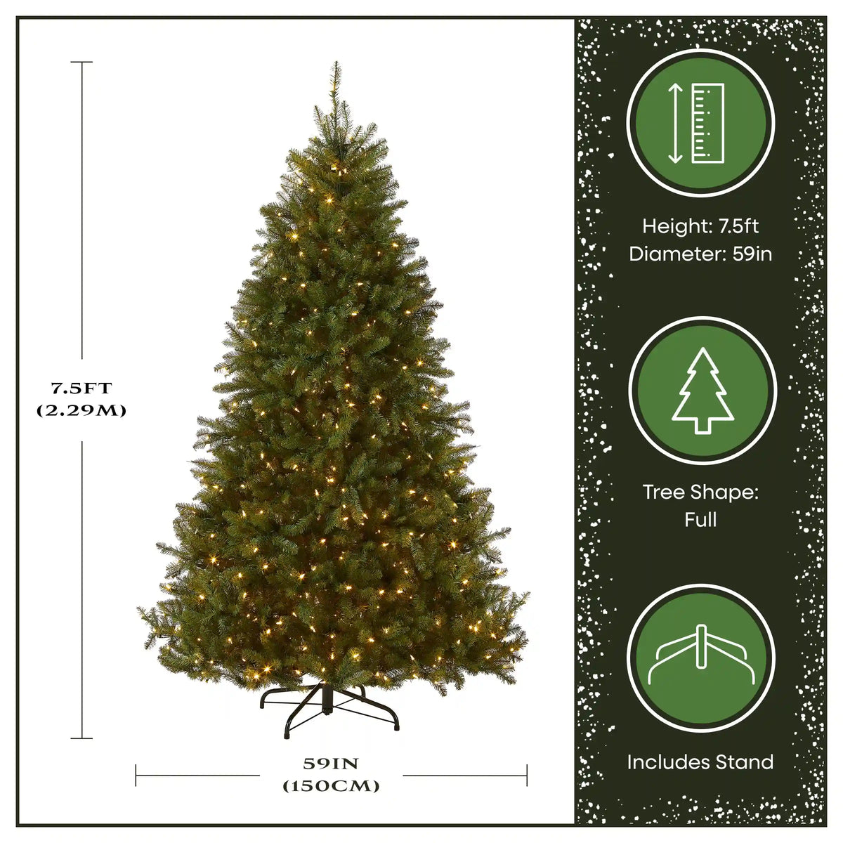 7.5 ft. Pre-Lit Dunhill Fir Tree with Dual Color LED Lights, Plug-In
