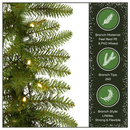 9 ft. Pre-Lit Northvale Fir Garland with Warm White LED Lights, Plug-in