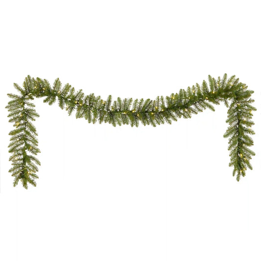 9 ft. Pre-Lit Northvale Fir Garland with Warm White LED Lights, Plug-in