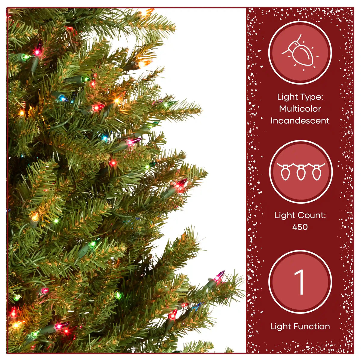 4.5 ft. Pre-Lit Dunhill Fir Hinged Tree with Multicolor Lights, Plug-In