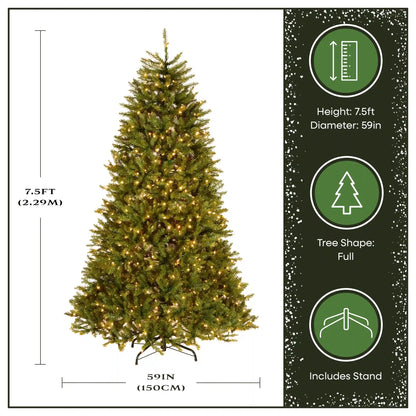 7.5 ft. Pre-Lit Dunhill Fir Hinged Tree with Clear Lights, Plug-In